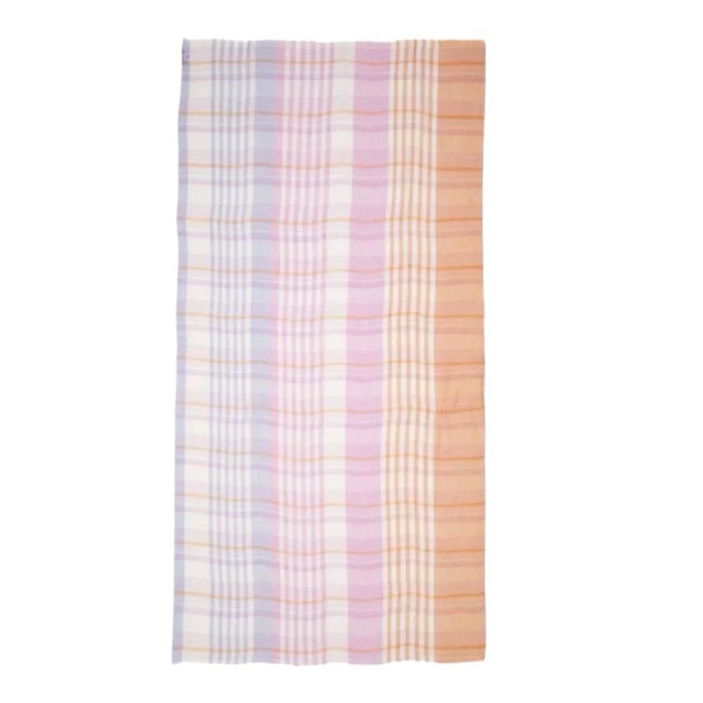 Nordstrom Luxe Modal Silk Blend Plaid Scarf Eyelash Fringe 42" x 80" Great Gift